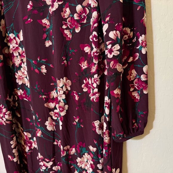 Tommy Hilfiger burgundy red long sleeves jersey knit women's shift dress - Picture 2 of 5